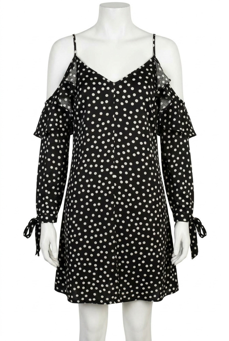 NEW DRESS FORUM polka dot flutter mini dress in black